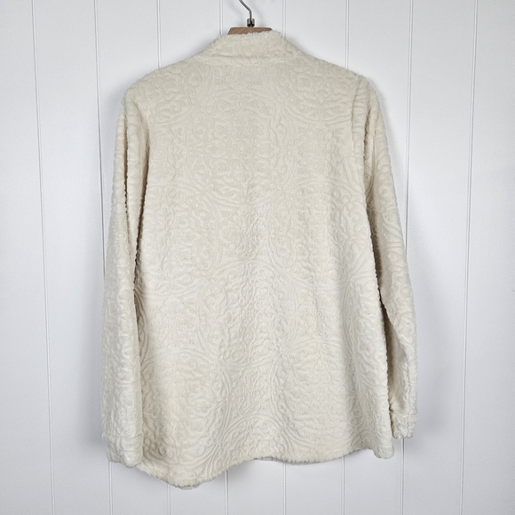 Large Soft Surroundings Ivory White Soft Pullover Sweater Half Zip Textured - Picture 5 of 9